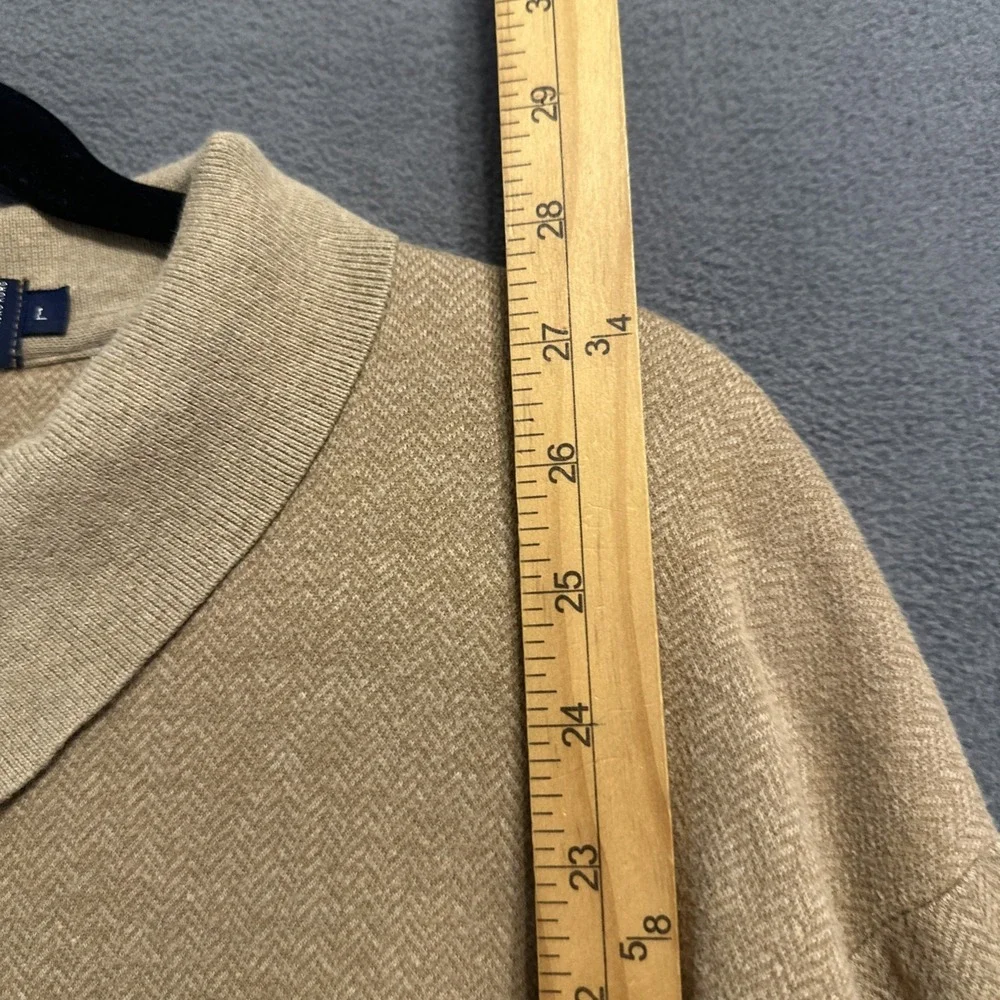 VTG Polo Ralph Lauren Herringbone Polo Shirt L/S Mens L Tan Heritage Old Money